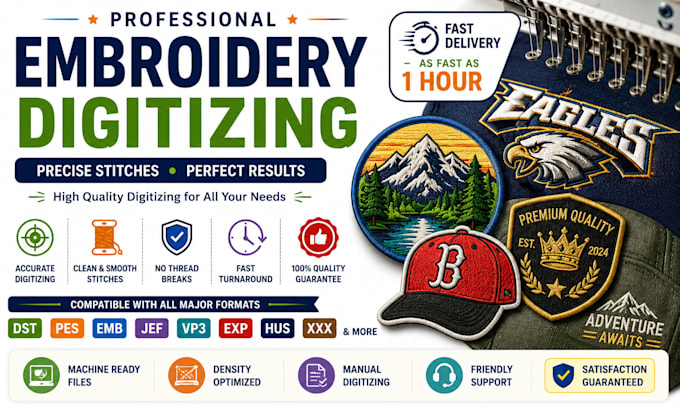 do professional embroidery digitizing into dst pes emb files