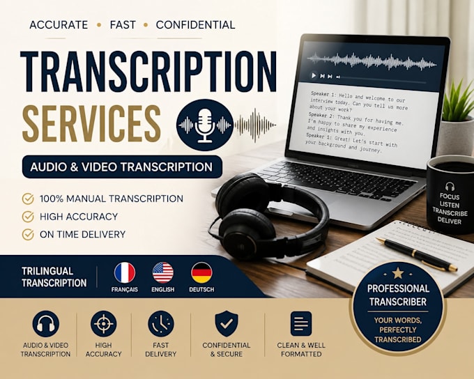 transcribe audio and video professionnally