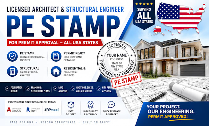 Licensed architect structural engineering stamp in maine, california ...