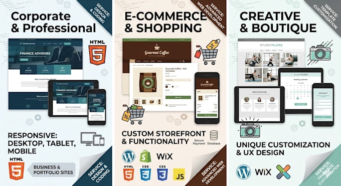 build professional, responsive website using modern design and coding