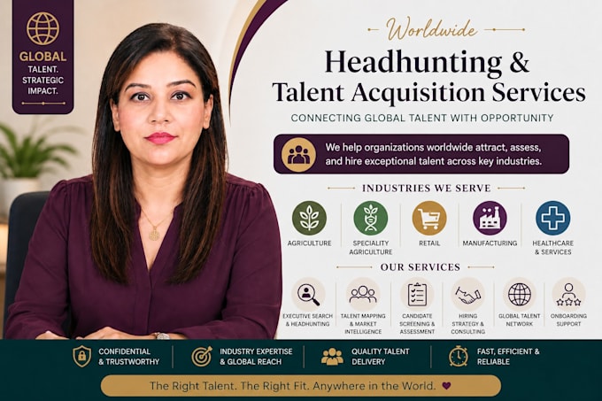provide recruitment, screening, headhunting services