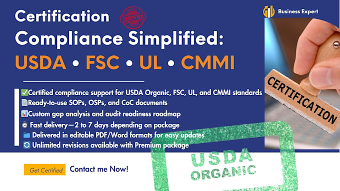 do usda organic, fsc, ul, cmmi certification compliance