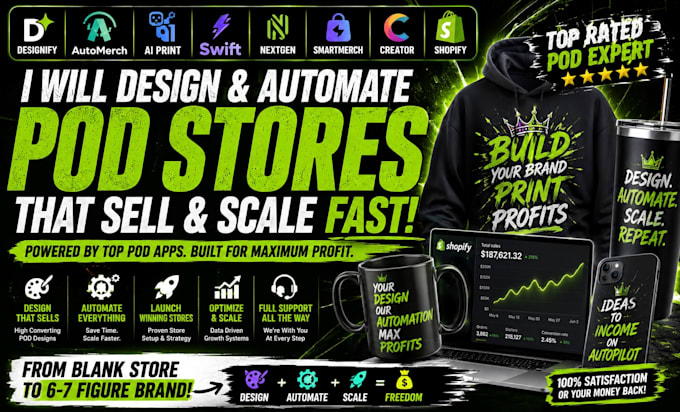 designify automerch ai print swift nextgen smartmerch creator shopify pod apps