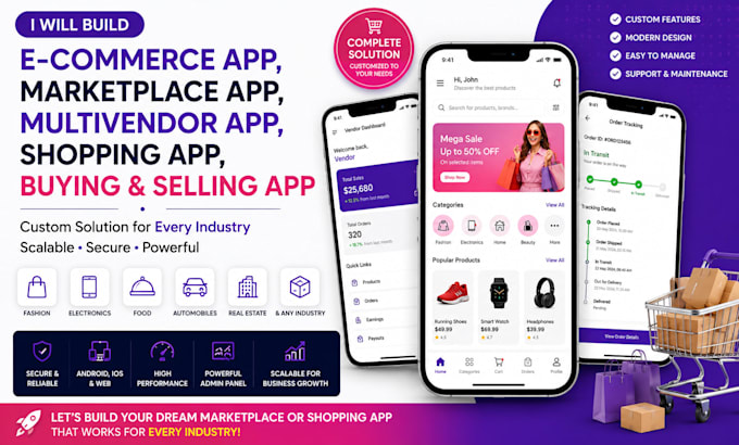build custom ecommerce app, marketplace app, multivendor app, shopping app
