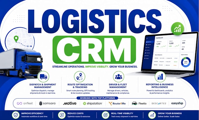 setup logistic crm loginext shippo fleetio samsara onfleet motive bringg oracle