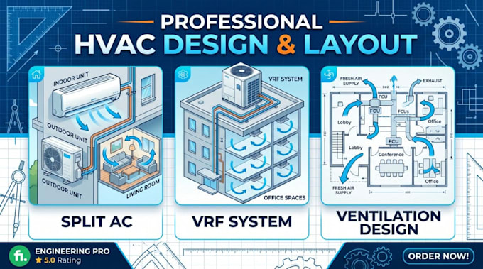 design split ac, vrf system, ventilation and hvac layout plan