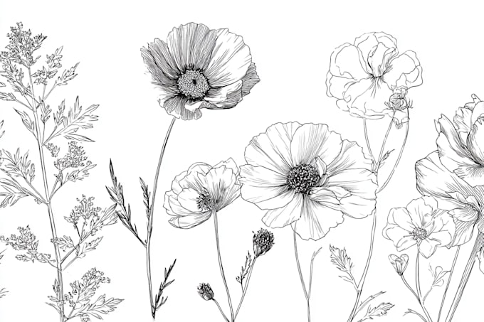 do best botanical line art illustration