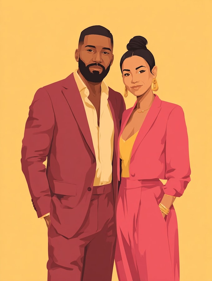 couple portrait wedding portrait illustration