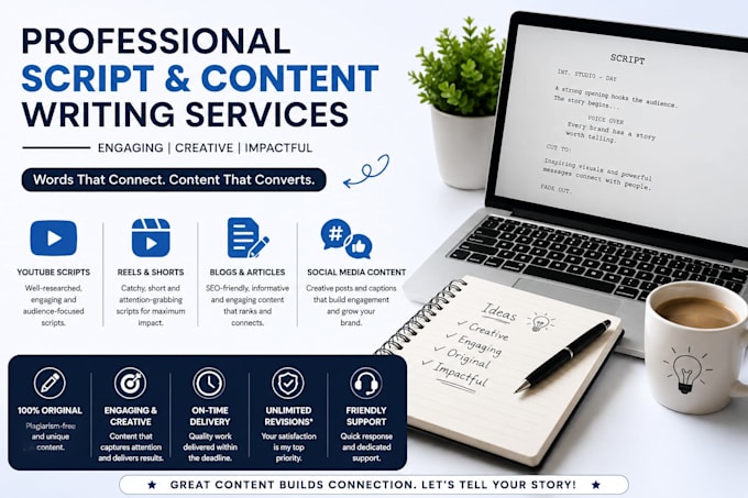 write engaging content and professional scripts for videos
