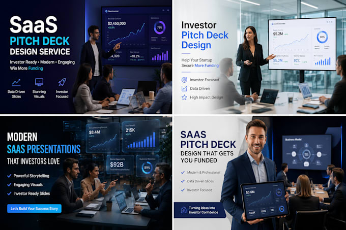 create saas pitch deck and software startup investor presentation, tech startup
