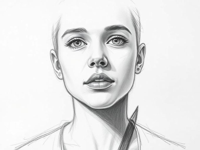 make a charcoal and pencil digital portrait illustration