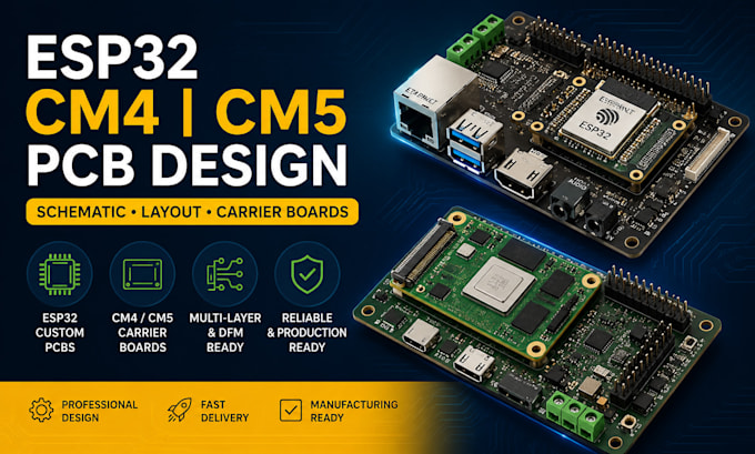 design pcb schematic layout esp32 cm4 cm5 compute module carrier board engineer