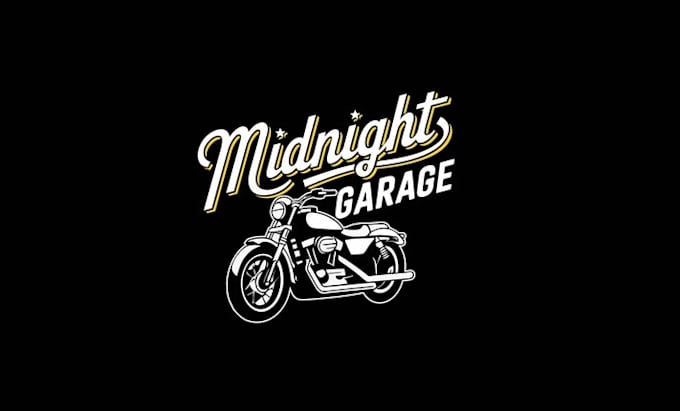 design midnight garage harley davidson rental logo
