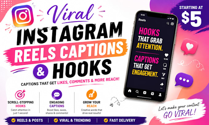 write viral instagram reels captions and hooks