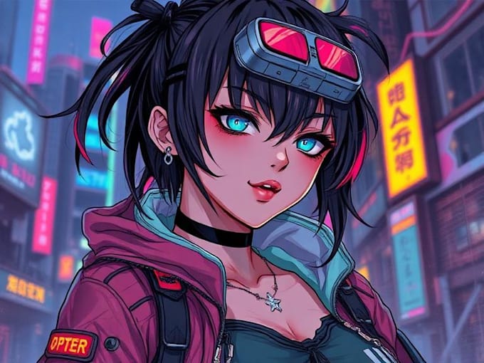 design anime character, a cyberpunk character