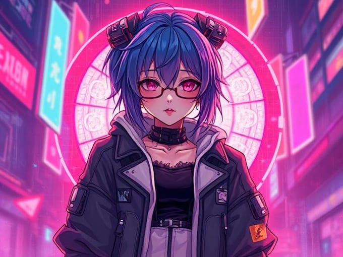 paint a marvelous anime scifi cyberpunk character