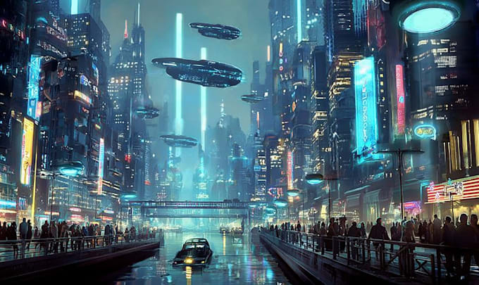 making a futuristic cyberpunk city for you