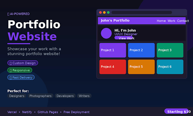 create a stunning portfolio website to showcase your work