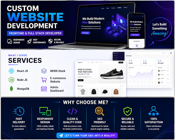 do custom website development as full stack web developer