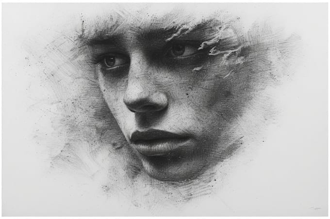 draw a charcoal and portrait illustration