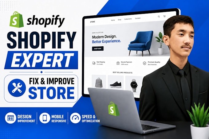 fix and improve shoppify website layout and design