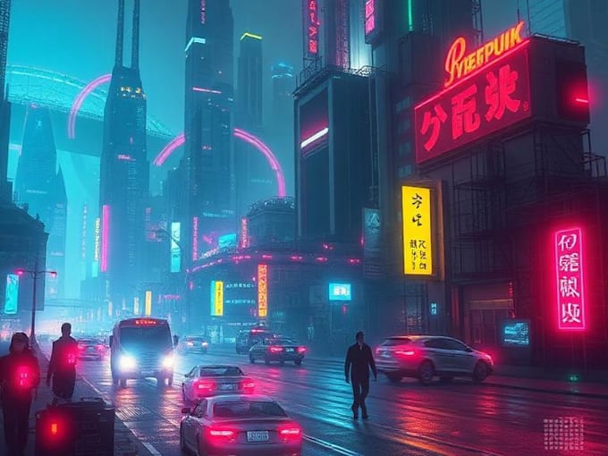 do cyberpunk futuristic city art