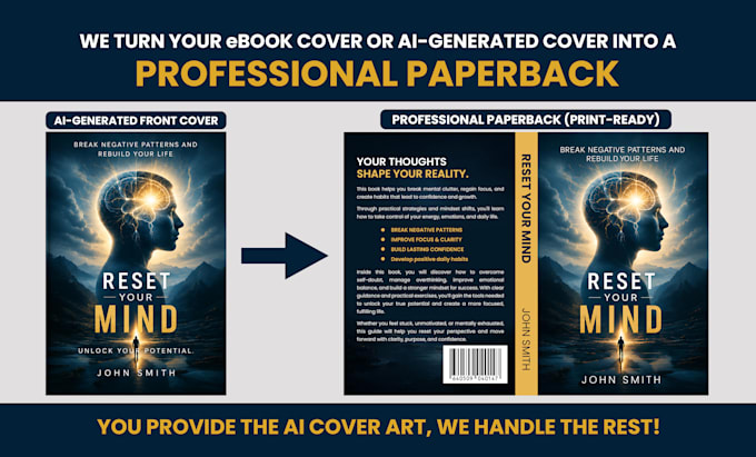 convert your ebook cover into a print ready KDP paperback