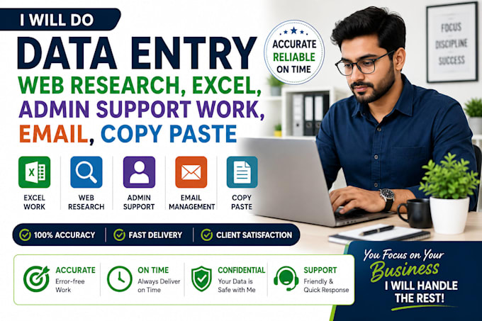 do excel, copy paste and admin support