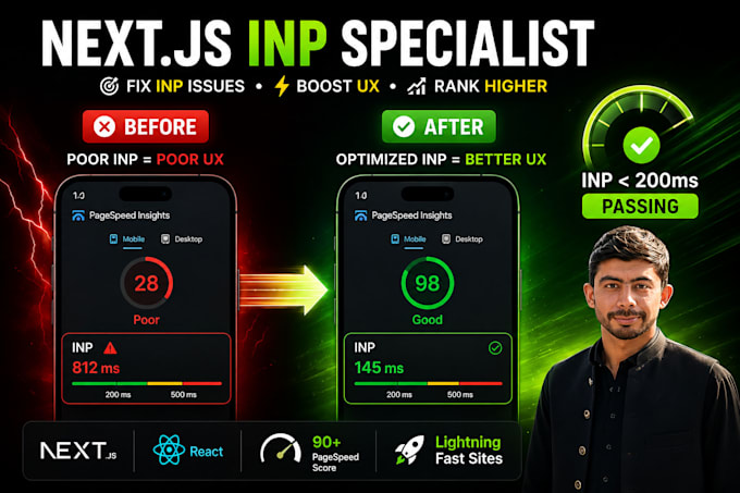 speed up nextjs website and fix core web vitals lcp inp