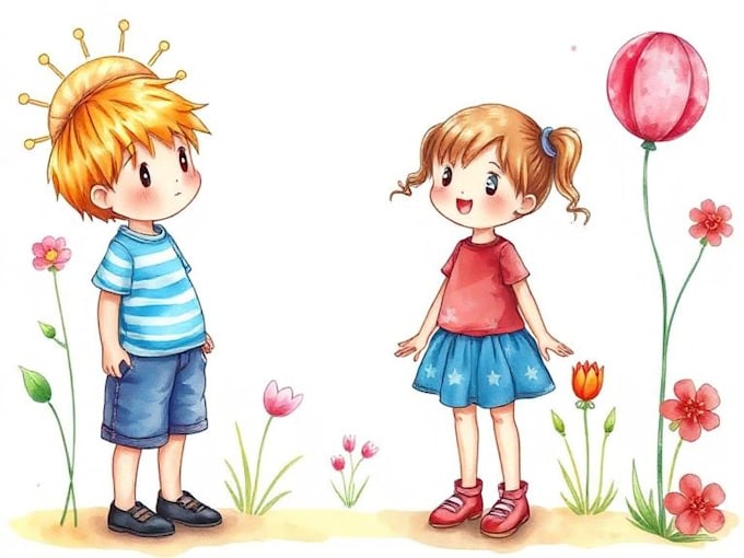 do watercolor children illustration
