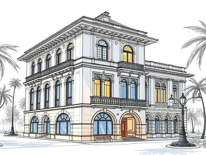 do architecture sketches in high quality