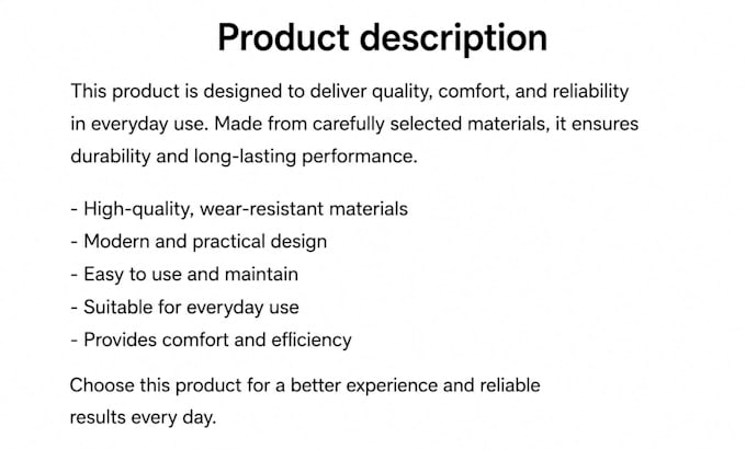 write or translate a text and, or product description