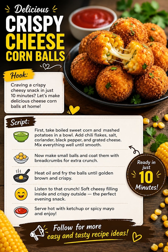 write engaging cooking recipe scripts for food channels