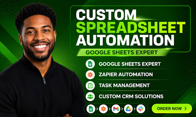 custom spreadsheet automation google sheets expert zapier task managements crm