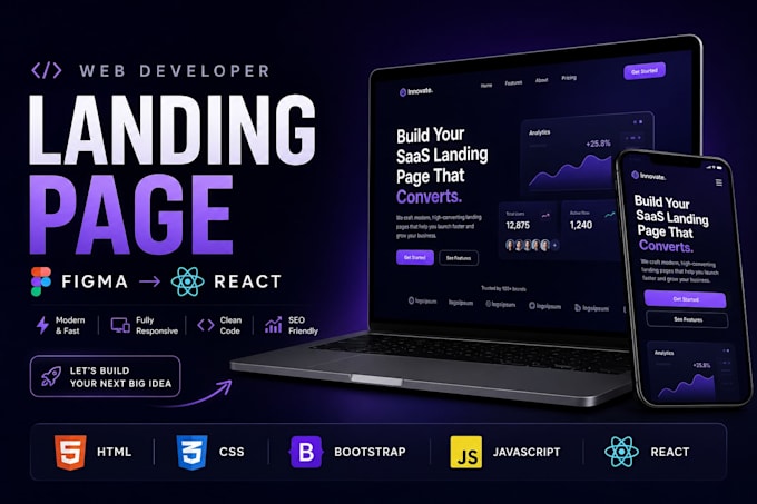 build a responsive react landing page for your business
