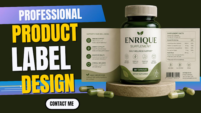 design product label, supplement label and product packaging design