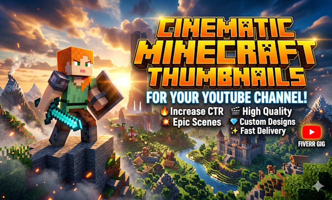design cinematic minecraft thumbnails minecraft thumbnail for youtube minecraft