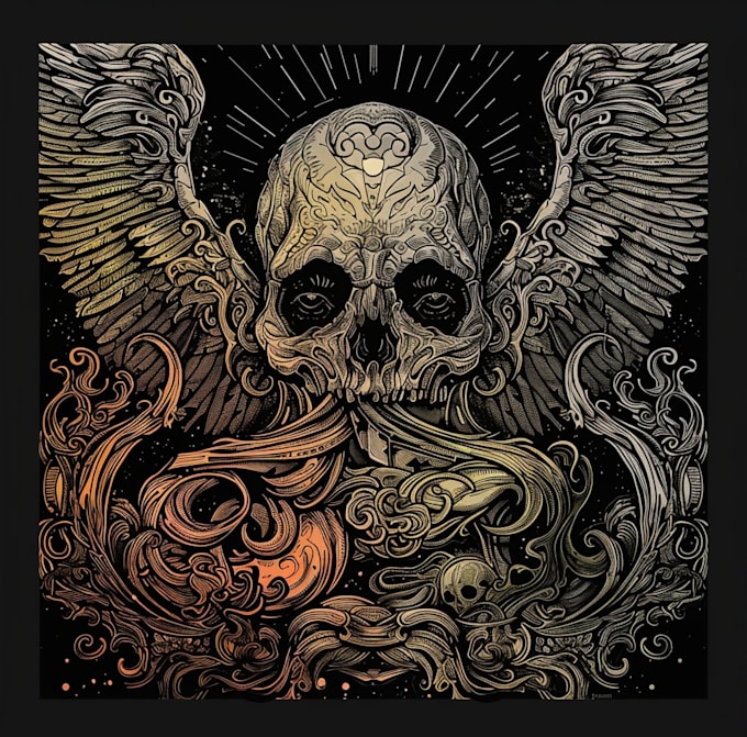 design dark art illustration with engraving style