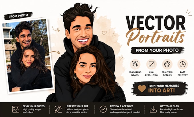 vector portrait of you from a picture in 6 hours