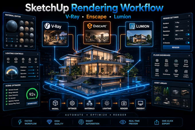 develop sketchup rendering workflow plugin for vray enscape and lumion