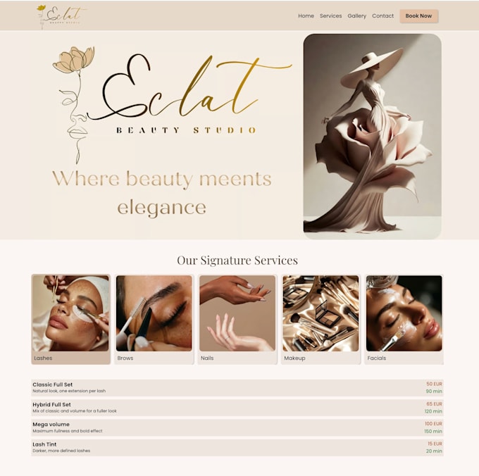 design a luxury beauty salon website
