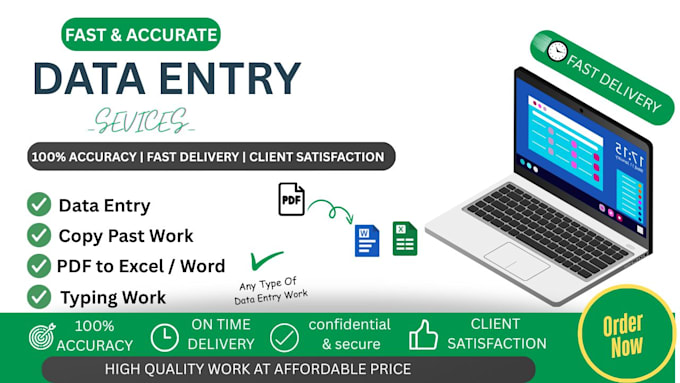 Do accurate data entry, pdf to excel conversion, typing work by ...