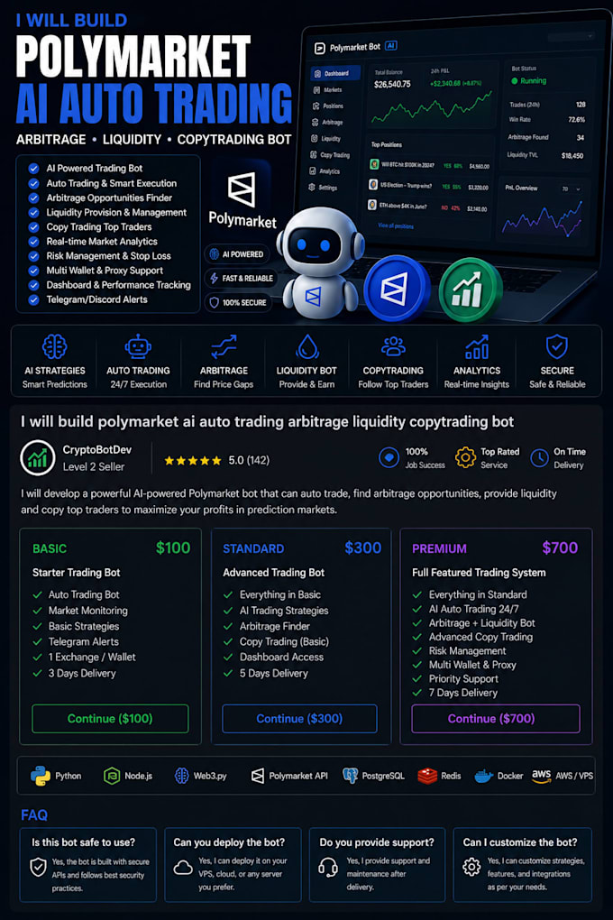 develop polymarket aai auto trading arbitrage liquidity copytrading bot