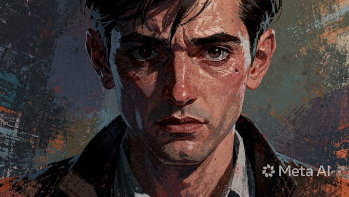 draw a stylized portrait, disco elysium art