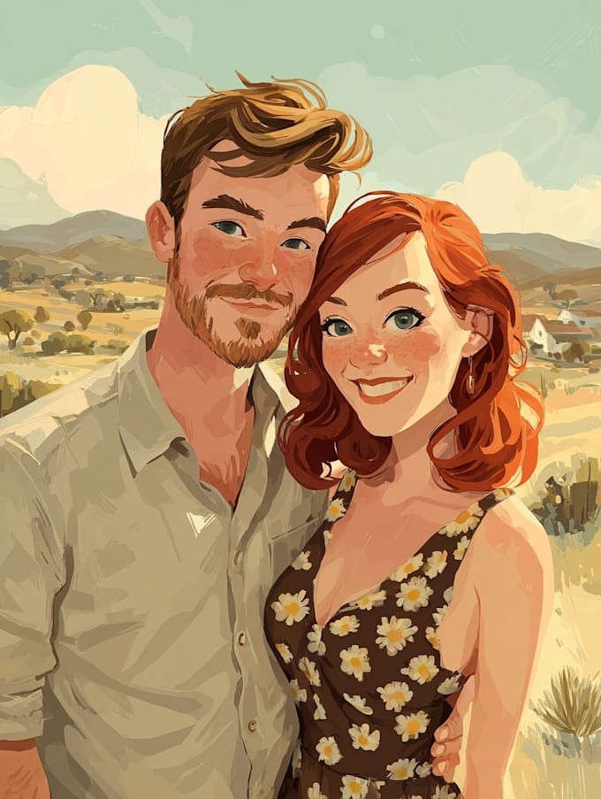 create a couple portrait illustrations