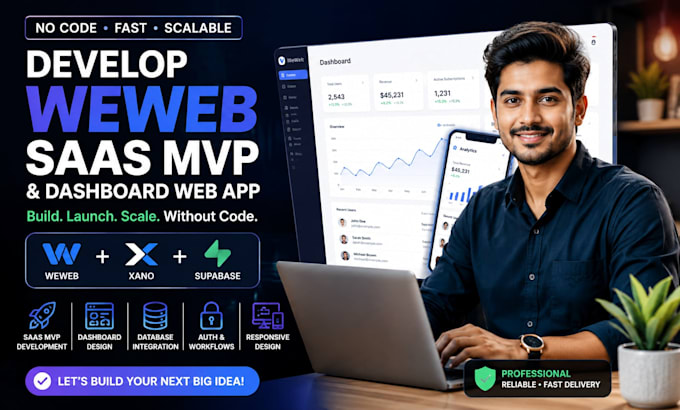develop a weweb saas mvp and dashboard web app