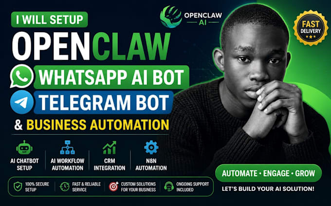 setup openclaw whatsapp ai bot, telegram bot and business automation