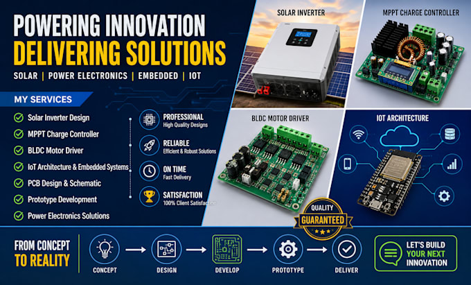 do solar inverter mppt, bldc mottor driver, prototype and iot architecture