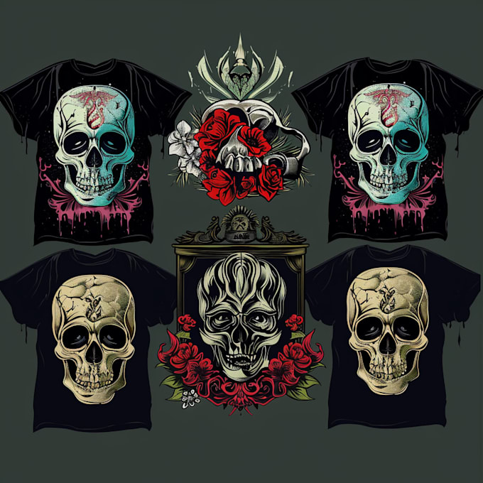create skull illustration for t shirt design