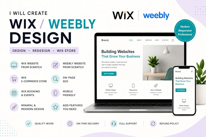 create weebly, wix studio website design, redesign wix store